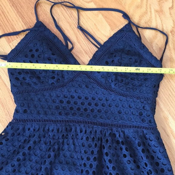 Abercrombie & Fitch Eyelet Spaghetti Straps Mini Navy Blue Dress - Picture 8 of 10